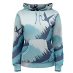 Swan Flying Bird Wings Waves Grass Women s Pullover Hoodie