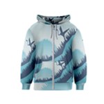 Swan Flying Bird Wings Waves Grass Kids  Zipper Hoodie