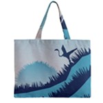 Swan Flying Bird Wings Waves Grass Zipper Mini Tote Bag