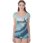 Swan Flying Bird Wings Waves Grass Boyleg Leotard 
