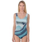 Swan Flying Bird Wings Waves Grass Princess Tank Leotard 