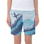 Swan Flying Bird Wings Waves Grass Women s Basketball Shorts