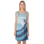 Swan Flying Bird Wings Waves Grass Sleeveless Satin Nightdress