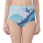 Swan Flying Bird Wings Waves Grass Classic High-Waist Bikini Bottoms