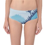 Swan Flying Bird Wings Waves Grass Mid-Waist Bikini Bottoms
