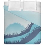 Swan Flying Bird Wings Waves Grass Duvet Cover Double Side (California King Size)