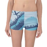 Swan Flying Bird Wings Waves Grass Reversible Boyleg Bikini Bottoms