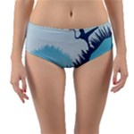 Swan Flying Bird Wings Waves Grass Reversible Mid-Waist Bikini Bottoms