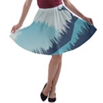 Swan Flying Bird Wings Waves Grass A-line Skater Skirt