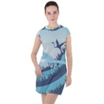 Swan Flying Bird Wings Waves Grass Drawstring Hooded Dress