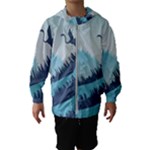 Swan Flying Bird Wings Waves Grass Kids  Hooded Windbreaker