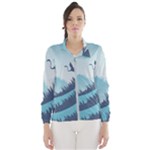 Swan Flying Bird Wings Waves Grass Women s Windbreaker
