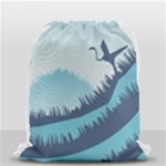 Swan Flying Bird Wings Waves Grass Drawstring Bag (Small)
