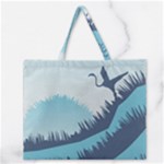 Swan Flying Bird Wings Waves Grass Zipper Large Tote Bag