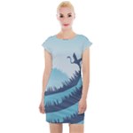 Swan Flying Bird Wings Waves Grass Cap Sleeve Bodycon Dress