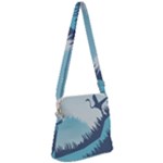 Swan Flying Bird Wings Waves Grass Zipper Messenger Bag