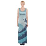 Swan Flying Bird Wings Waves Grass Thigh Split Maxi Dress