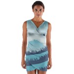 Swan Flying Bird Wings Waves Grass Wrap Front Bodycon Dress
