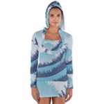 Swan Flying Bird Wings Waves Grass Long Sleeve Hooded T-shirt