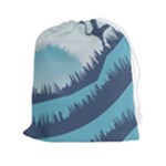 Swan Flying Bird Wings Waves Grass Drawstring Pouch (2XL)