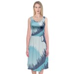 Swan Flying Bird Wings Waves Grass Midi Sleeveless Dress
