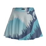 Swan Flying Bird Wings Waves Grass Mini Flare Skirt