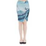 Swan Flying Bird Wings Waves Grass Midi Wrap Pencil Skirt