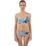 Swan Flying Bird Wings Waves Grass Wrap Around Bikini Set