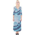 Swan Flying Bird Wings Waves Grass Quarter Sleeve Wrap Maxi Dress