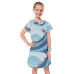 Swan Flying Bird Wings Waves Grass Kids  Drop Waist Dress