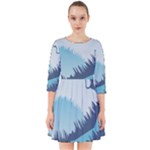 Swan Flying Bird Wings Waves Grass Smock Dress