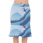 Swan Flying Bird Wings Waves Grass Short Mermaid Skirt
