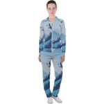 Swan Flying Bird Wings Waves Grass Casual Jacket and Pants Set
