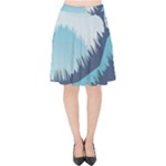 Swan Flying Bird Wings Waves Grass Velvet High Waist Skirt