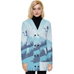 Swan Flying Bird Wings Waves Grass Button Up Hooded Coat 