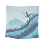 Swan Flying Bird Wings Waves Grass Square Tapestry (Small)