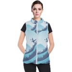 Swan Flying Bird Wings Waves Grass Women s Puffer Vest