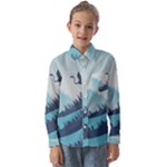Swan Flying Bird Wings Waves Grass Kids  Long Sleeve Shirt