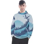 Swan Flying Bird Wings Waves Grass Men s Pullover Hoodie