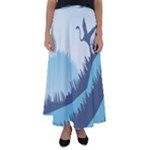Swan Flying Bird Wings Waves Grass Flared Maxi Skirt
