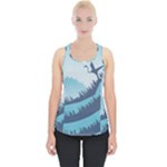 Swan Flying Bird Wings Waves Grass Piece Up Tank Top