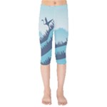 Swan Flying Bird Wings Waves Grass Kids  Capri Leggings 