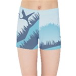 Swan Flying Bird Wings Waves Grass Kids  Sports Shorts