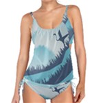 Swan Flying Bird Wings Waves Grass Tankini Set