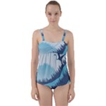 Swan Flying Bird Wings Waves Grass Twist Front Tankini Set