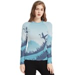 Swan Flying Bird Wings Waves Grass Women s Long Sleeve Rash Guard