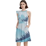 Swan Flying Bird Wings Waves Grass Cocktail Party Halter Sleeveless Dress With Pockets
