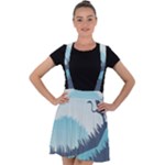 Swan Flying Bird Wings Waves Grass Velvet Suspender Skater Skirt