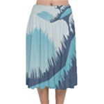 Swan Flying Bird Wings Waves Grass Velvet Flared Midi Skirt
