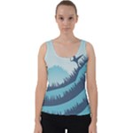 Swan Flying Bird Wings Waves Grass Velvet Tank Top